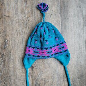 Vintage turtle fur poppy gall made in Vermont USA wool fleece Nordic tassel hat